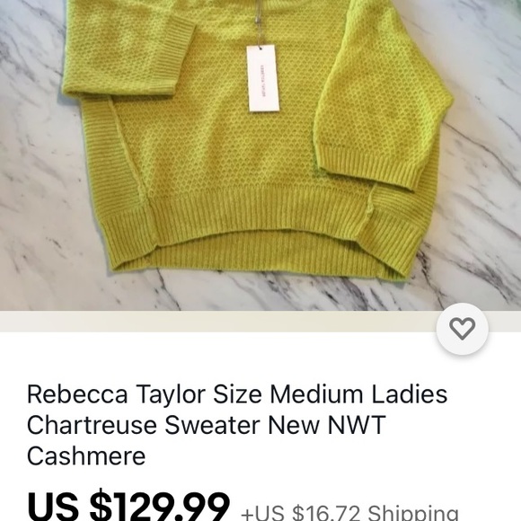 Rebecca Taylor cashmere chartreuse sweater - Picture 7 of 10